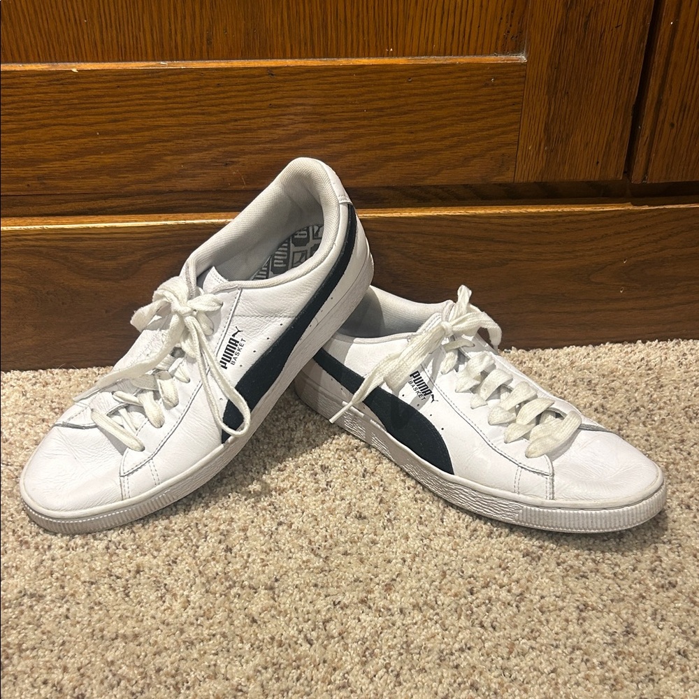 Puma Classic White Sneakers with Black Stripe